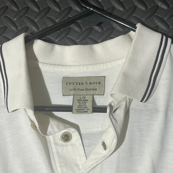 White Cutter and Buck Polo/Golf Shirt La Jolla 100% Pima Cotton Mens Size Large - Picture 3 of 7